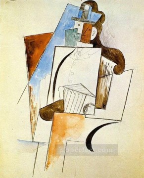 Hombre acordeonista con sombrero 1916 Pablo Picasso Pinturas al óleo